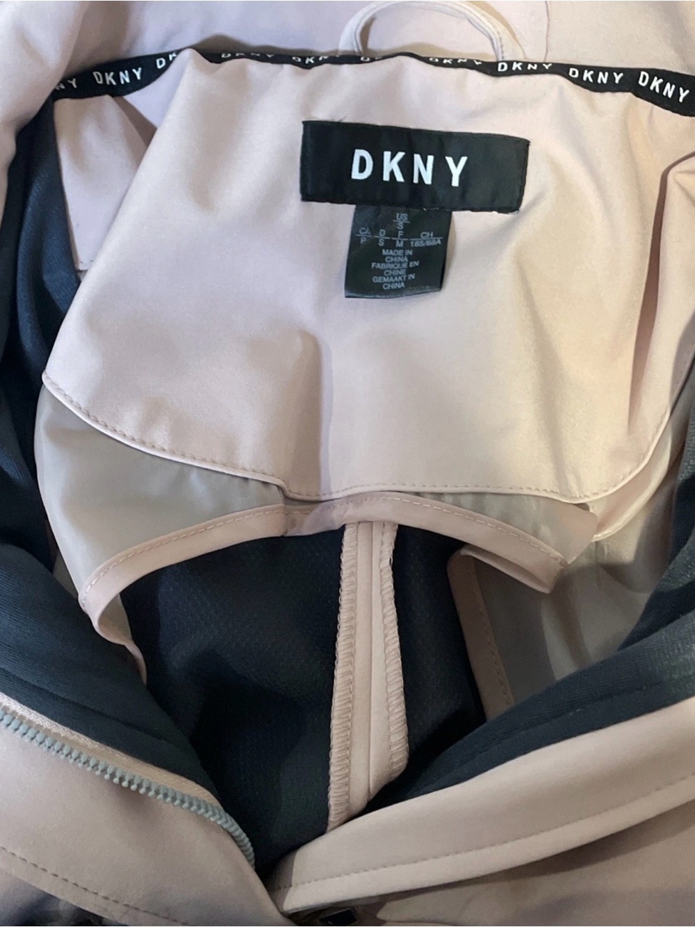 DKNY Blush Pink Trench Coat with Hood - Picture 9 of 9